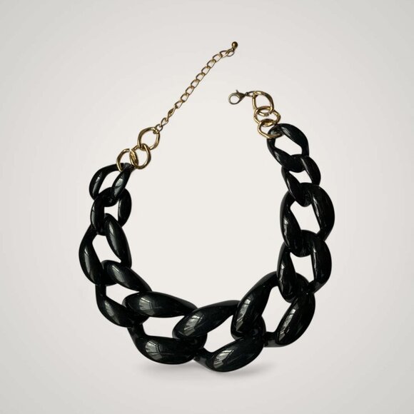 Super Chunky Black Plastic Necklace - Picture 1 of 3